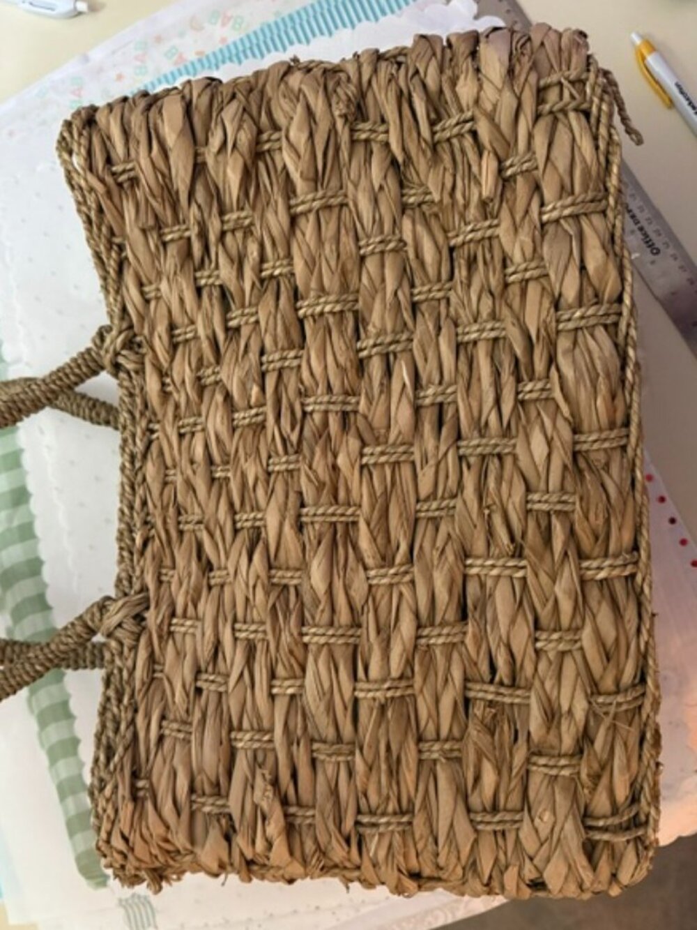 Jen & Co Natural Woven Straw Seagrass Tote Bag Boho Beach Summer Handbag